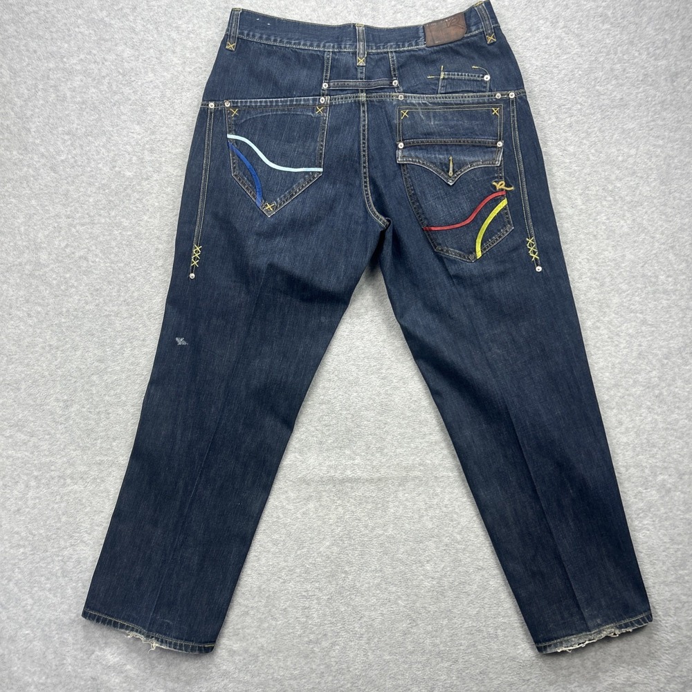 Rocawear Jeans Mens 40x33 Dark Blue Denim Pants Baggy Relaxed Hip Hop Street Y2K